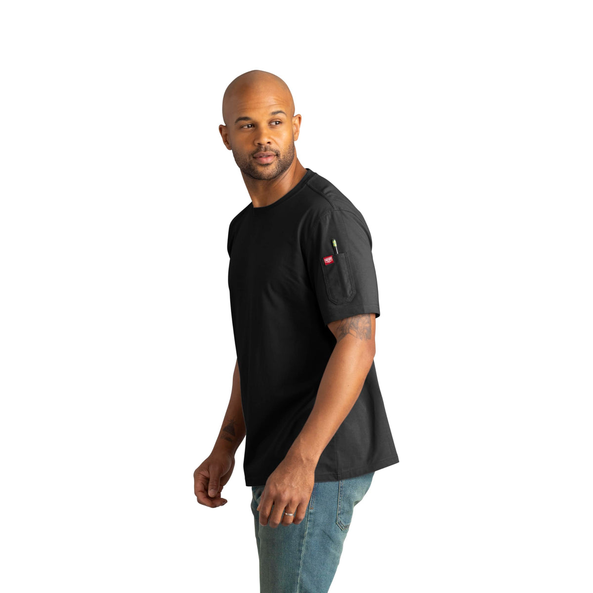 Men's Short Sleeve Midweight Performance Tee by Red Kap – Large, Cotton, Black, Model S4K6BK SS L