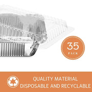 Findful Square Foil Pans with Lids, 8x8 Inch, 35 Count