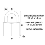 Padlock, Solid Brass Body Padlock, High Security Lock, Best Used for Storage Units, Sheds, Garages, Trailers and More by Master Lock – 70mm 6-Pin, Brass, Model 170EURD