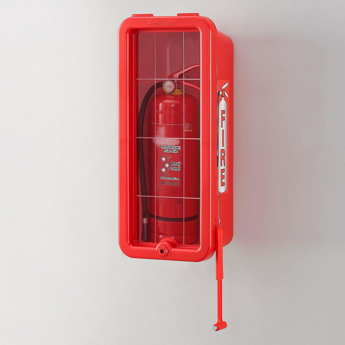 Plastic Fire Extinguisher Cabinet by Global Industrial – Polystyrene & Arcylic, Red, Model 641648