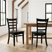 Solid Wood Side Chair with Classic Frame by Furnifact – Wood, Black, Pack of 2