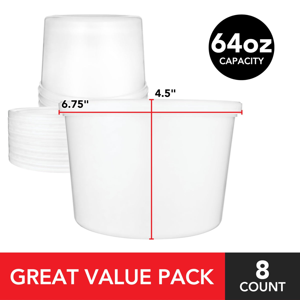 Stock Your Home 64 oz/8 Count / transparent / 64.0 ounces Container Sets
