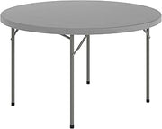 Flash Furniture 4 ft Plastic Round Folding Table, Dark Gray | Durable Construction, Commercial Use