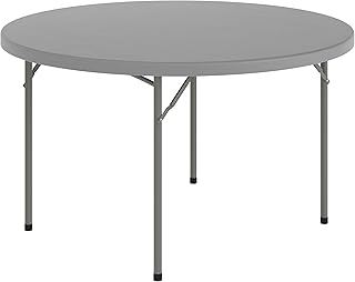 Flash Furniture 4 ft Plastic Round Folding Table, Dark Gray | Durable Construction, Commercial Use