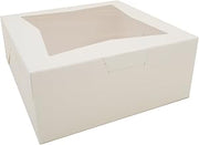 SOUTHERN CHAMPION TRAY 23073 Paperboard White Lock Corner Window Bakery Box, 12" Length x 12" Width x 5" Height (Case of 100)