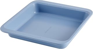 Farberware Easy Solutions Nonstick Bakeware Square Cake/Cookie Pan, 9 Inch with Portion Marks - Blue