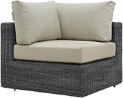 Beige Outdoor Patio Corner Sofa, Cushions, Armrests, Modern Outdoor Living Furniture, Durable Material, Comfortable Seating for Garden