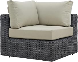 Beige Outdoor Patio Corner Sofa, Cushions, Armrests, Modern Outdoor Living Furniture, Durable Material, Comfortable Seating for Garden