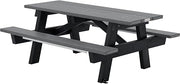 Global Industrial Outdoor 6' A-Frame Rectangular Picnic Table, Recycled Plastic, Gray