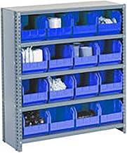 Global Industrial Closed Bin Shelving w/11 Shelves & 30 Blue Bins, 36x12x73