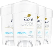 Dove Deodorant for Women, Clinical Protection Antiperspirant, Original Clean 4-Pack – Prescription Strength Wetness Defense with ¼ Moisturizers, 1.7 Oz Ea