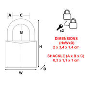 9120EURT 2 Padlocks 20 mm Aluminium by Master Lock – 3,4 cm x 2 cm x 1,4 cm, Alloy Steel Aluminum, Gray, Model 9120EURTCC
