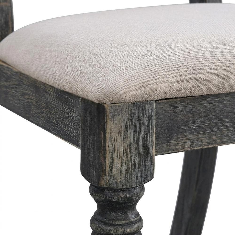 Fabric-Upholstered Wood Side Chair by Furnifact – Wood, Light Brown/Weathered Gray, Pack of 2