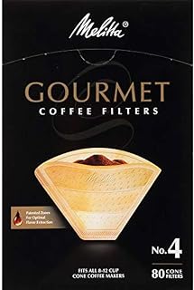 Melitta #4 Gourmet Cone Coffee Filters, Unbleached Natural Brown, 80 Total Filters Count