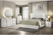 Florence White/Gold Sleek Platform 5-Piece Bedroom Set, King