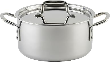 WINCO Tri-Ply Stock Pot, Silver | Dishwasher safe, Triple-riveted handles, Dripless pouring, Great for Stocks, Soups, Pasta and Batch Cooking