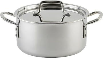 WINCO Tri-Ply Stock Pot, Silver | Dishwasher safe, Triple-riveted handles, Dripless pouring, Great for Stocks, Soups, Pasta and Batch Cooking
