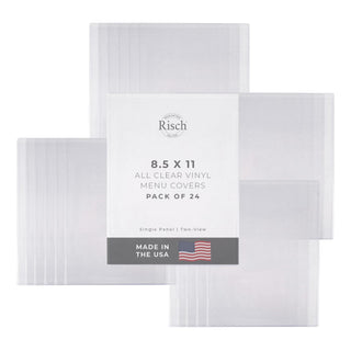 Double-Sided All Clear Vinyl Menu Cover | Two-Sided 2 View Plastic Menu Holder | Slip in Top-Loading Cover | Wipeable by Risch – 8.5 Inches by 11 Inches - 8 Gauge, Model 100 8.5X11