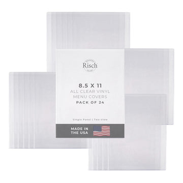 Double-Sided All Clear Vinyl Menu Cover | Two-Sided 2 View Plastic Menu Holder | Slip in Top-Loading Cover | Wipeable by Risch – 8.5 Inches by 11 Inches - 8 Gauge, Model 100 8.5X11