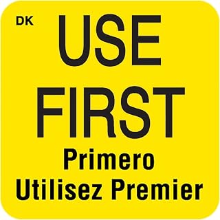 DayMark Safety Systems DayMark IT110083 "USE FIRST" Trilingual Permanent Label, 1" x 1", (Roll of 1000), Yellow