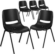 Flash Furniture Hercules Kids 14 in Ergonomic Stack Chair, Black, 5-Pack | Black Frame, Ergonomic, Shell Seat, 440 LBS. Weight Capacity