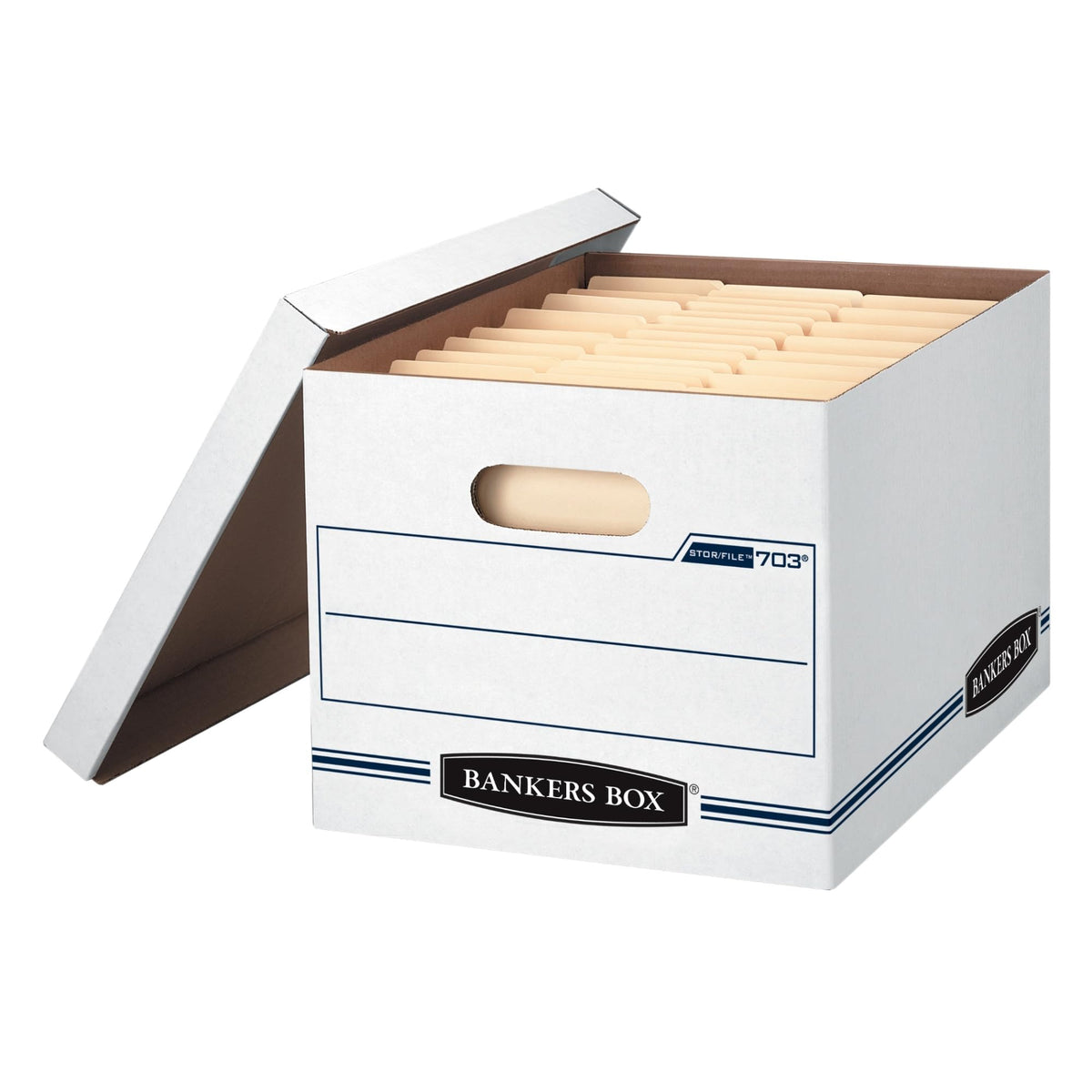 Bankers Box 10 / True / White/Blue Storage File Boxes