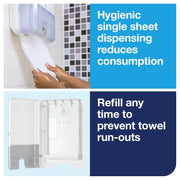 Xpress Multifold Hand Towel Dispenser White H by Tork – 11.9 x 17.5 x 4 inches, Plastic, White, Model 553020