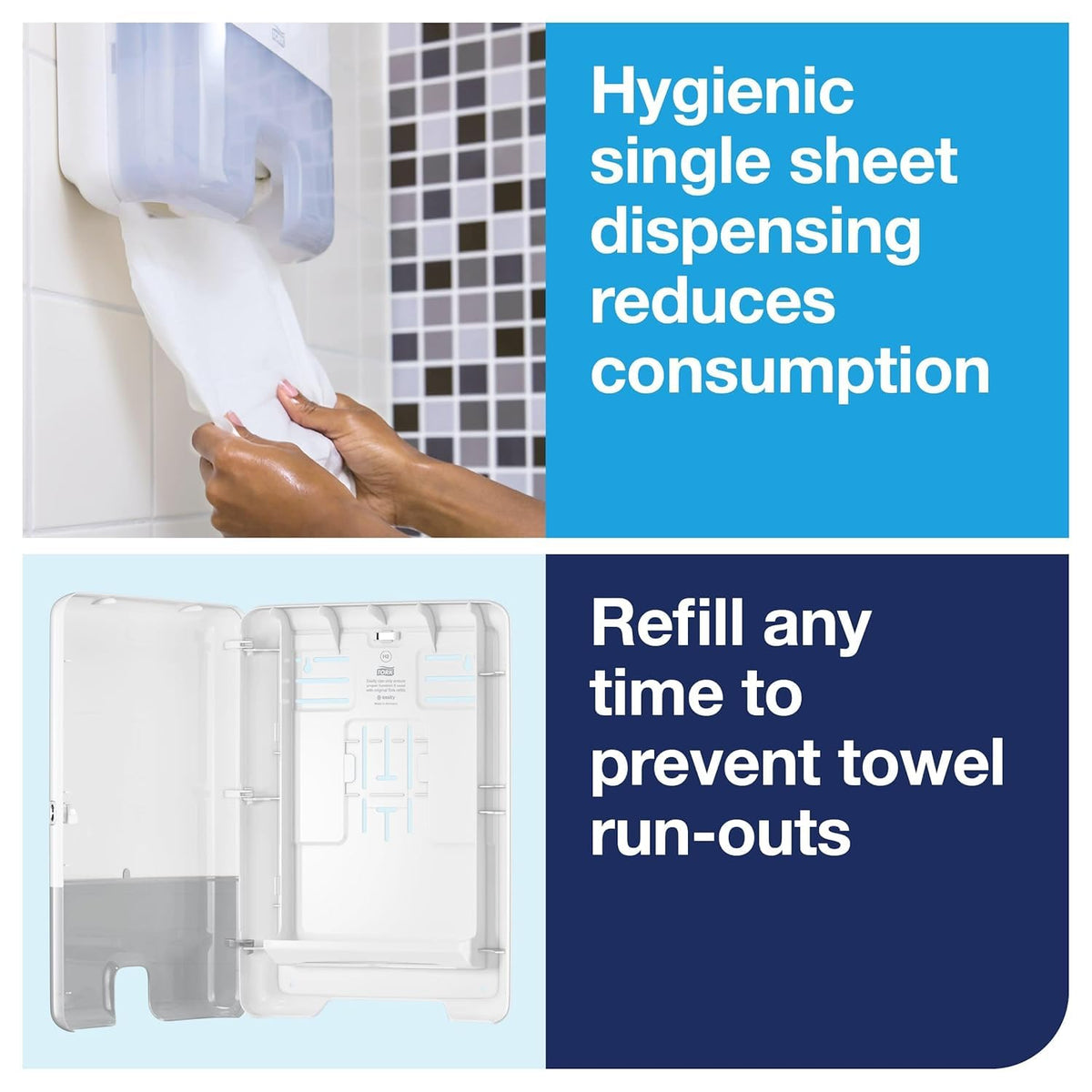 Xpress Multifold Hand Towel Dispenser White H by Tork – 11.9 x 17.5 x 4 inches, Plastic, White, Model 553020