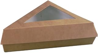 PacknWood 209PATTRIBR - Cake Slice Box with Window - kraft cake slice box-brown kraft pastry boxes with window-brown cardboard cake box-(6.6" x 6.6" x 5.1") - Case of 200