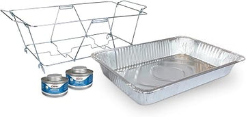 Sterno Catering-to-Go Chafing Dish Kit, 4 Piece | Wire rack, full-size water pan, 2 fuel cans, portable food warming for up to 2 hours