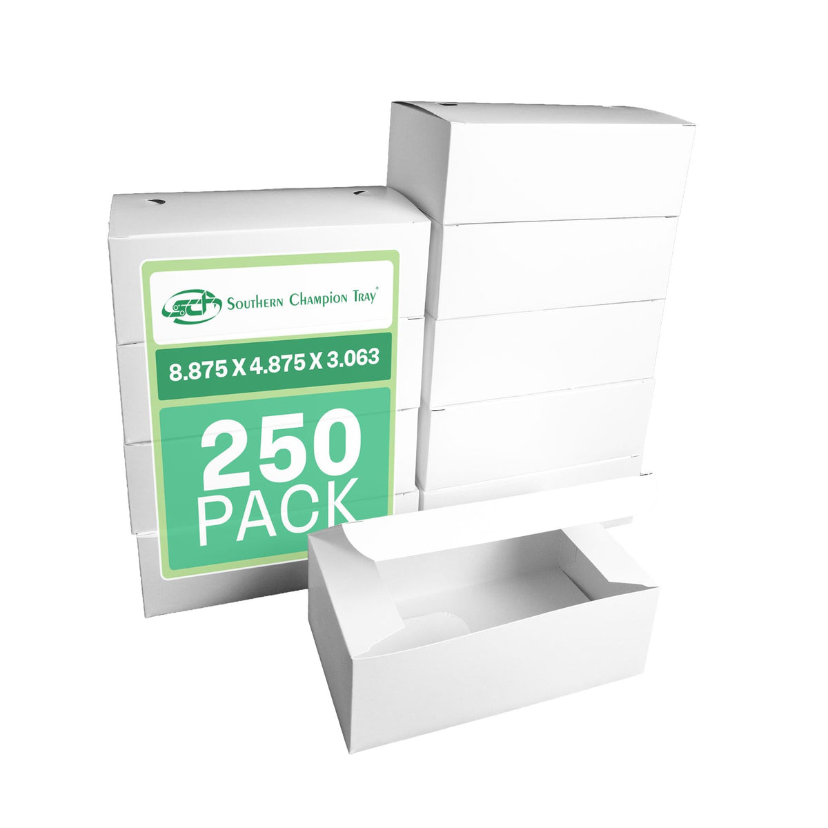 SCT 2729 Paperboard White Carry-Out Boxes, Tuck Top, 8-7/8" Length x 4-7/8" Width x 3-1/2" Height (Case of 250)