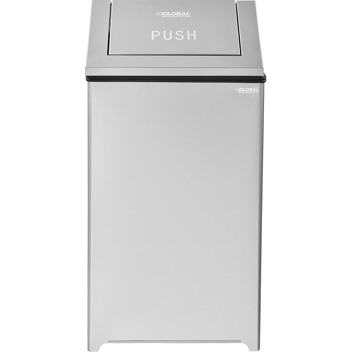 Indoor Square Trash Can with Swing Top Lid by Global Industrial – Stainless Steel, Model EK98045L-SS