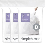 simplehuman Code D 60 Count, Dispenser Pack Custom Fit Liners, Drawstring Trash Bags, 20 Liter / 5.3 Gallon, White