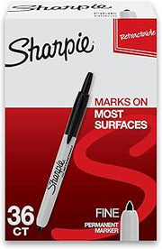 Sharpie Retractable Permanent Markers, Fine Point, Black, 36 Count
