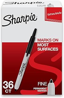 Sharpie Retractable Permanent Markers, Fine Point, Black, 36 Count
