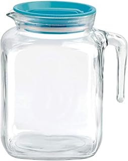 Bormioli Rocco Hermetic Seal Glass Pitcher With TEAL Lid and Spout 67.75 Ounce Great for Homemade Juice & Cold Tea or for Glass Milk Bottles