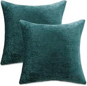 Michael Amini The Smith Blue Chenille Pillow Set of 2 20 Inch Square Decorative Throw Cushions 100% Polyester Soft Texture for Living Room Bedroom Sofa Decor