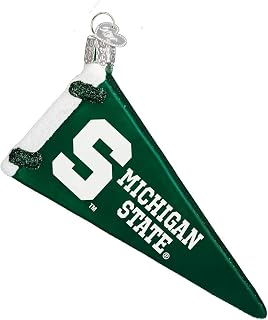Ornaments: Michigan State University Spartans Glass Blown Ornaments for Christmas Tree, Pennant