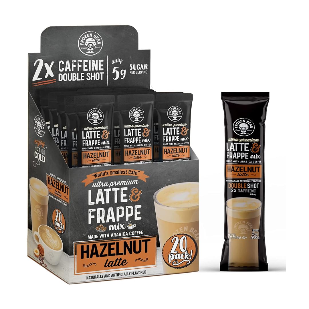 Hazelnut Frappe & Latte Instant Mix (20 Sticks) - The Harmony Matcha Lavender (10 Sticks) by The Frozen Bean – 1 Count (Pack of 30)