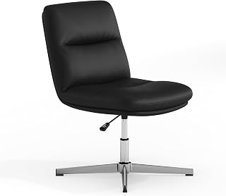 Flash Furniture Commercial LeatherSoft Swivel Office Chair, Black | Adjustable Height, Mid-Back, Chrome Frame