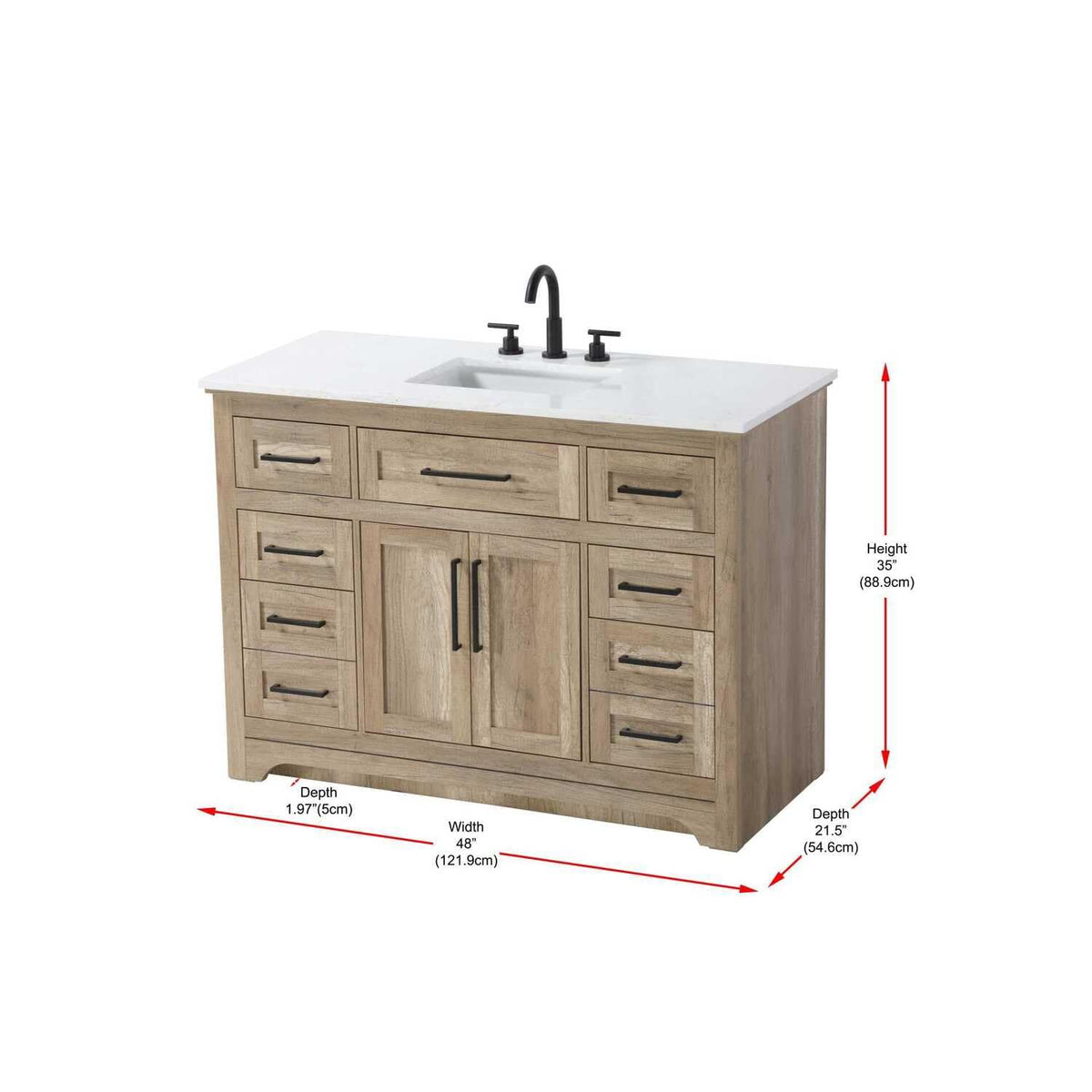 48" Single Bathroom Vanity in Natural Oak by Elegant Kitchen and Bath – unspecified, Aluminum, Oak, Model VF85048NT
