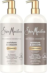 Shea Moisture SheaMoisture Shampoo & Conditioner Set, Moisture & Smooth, 34 Oz Ea | Gentle Moisture for Curly Hair, Wavy Styles | Hair Strengthening Rosemary & Vitamin E | Frizz Control, Hair Repair & Shine