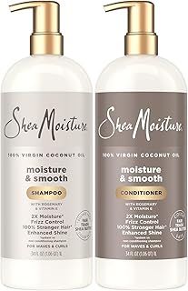 Shea Moisture SheaMoisture Shampoo & Conditioner Set, Moisture & Smooth, 34 Oz Ea | Gentle Moisture for Curly Hair, Wavy Styles | Hair Strengthening Rosemary & Vitamin E | Frizz Control, Hair Repair & Shine