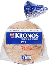 Kronos Frozen Whole Wheat Flat Authentic Pita Bread, 6 inch -- 120 per case.