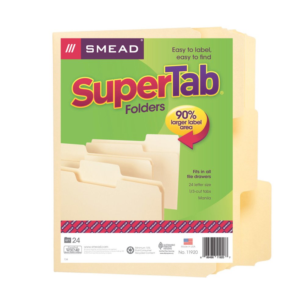 SuperTab File Folder by SMEAD – Letter, Paper, Manila, Model 11920