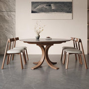 Mesa para Centro De Sala Round Retractable Folding Rock Plate Dining Table Solid Wood Small Household Modern Simple Square Round Dual-use Variable Round Table Coffee