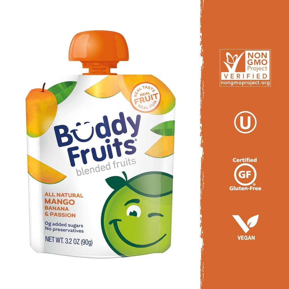 Buddy Fruits Mango, Banana & Passion Fruit / 3.2 Ounce (Pack of 18) / 18 Applesauce