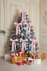 Pink Bow Garland Festival Hanging Decorations by Adachffy – 6 X 9 Inches, Polyester, Pink, Pack of 8, Model Pink Bow-008