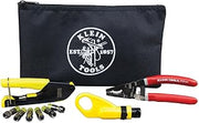 KLEIN TOOLS VDV026-211 Coax Installation Kit with Crimp Tool, Cable Cutter, Stripper and F Connectors with Storage Bag