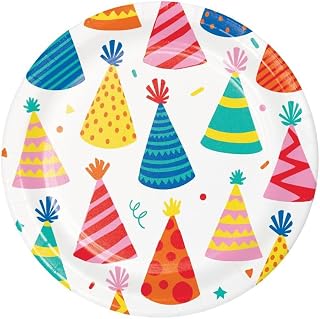 Creative Converting Hats Off Birthday Hats Dessert Plates, 8 Count